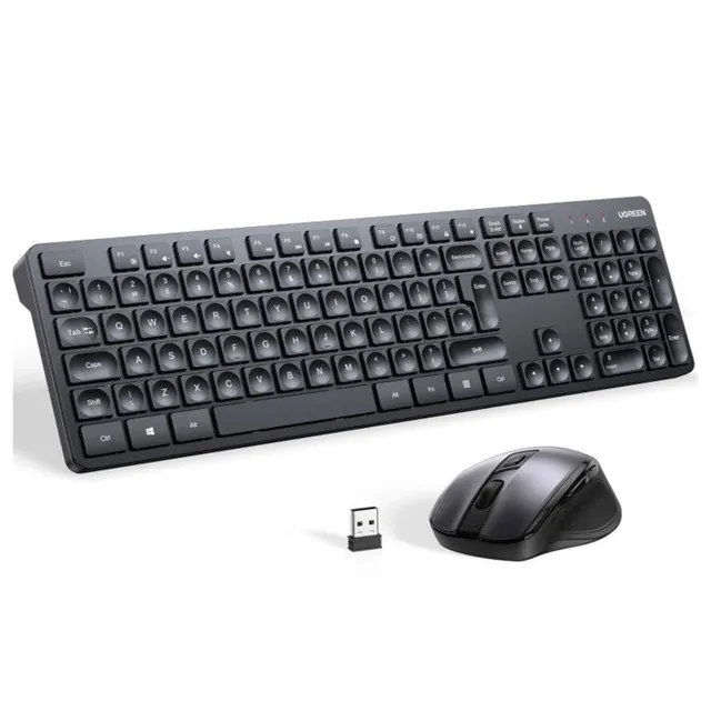 Ugreen Wireless Computer Mouse and Keyboard Set, Black, MK006