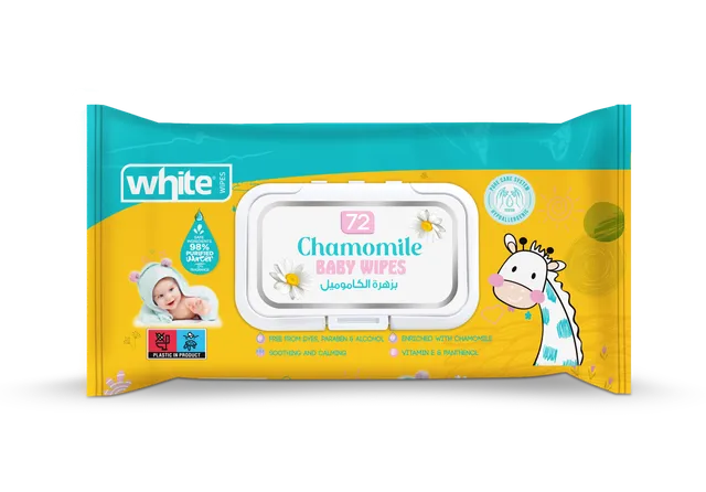 White Wet Wipes Baby Chamomilla - 72's