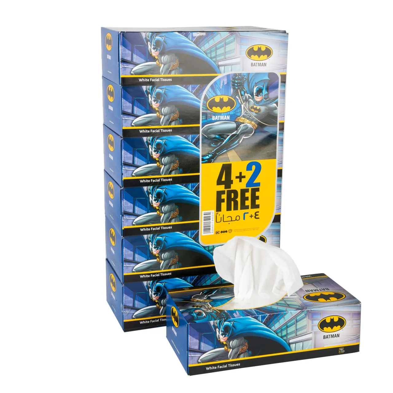 LuLu PL مناديل وجه Batman بيضاء زرقاء 2ply عدد 150 منديل 4+2