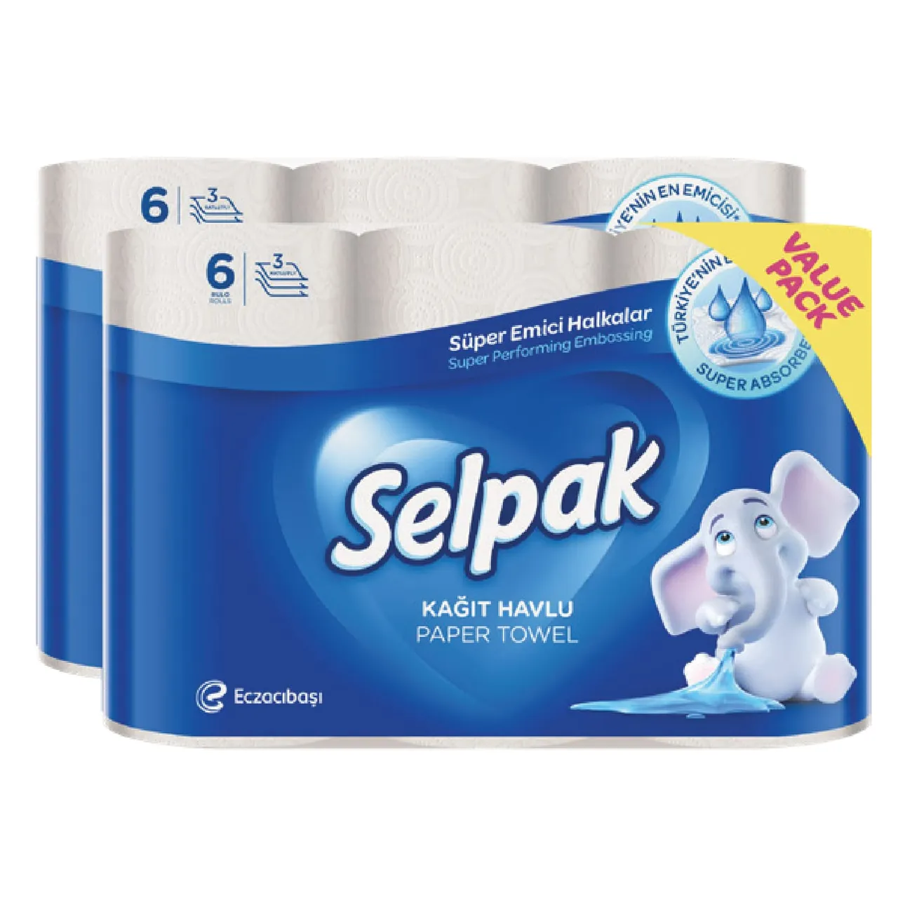 Selpak مناشف ورقية 3 طبقات عبوة اقتصادية 2 x 6 رول