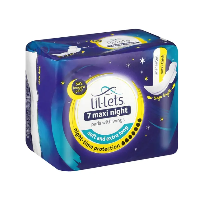 Lil-Lets Unscented Maxi Thick Winged Night Pads 7 Pack