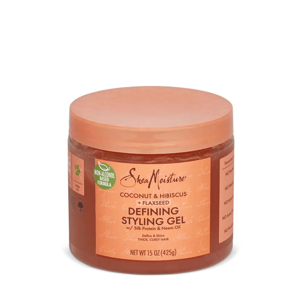 Shea Moisture جل تصفيف محدد للشعر بجوز الهند والكركديه + بذور الكتان