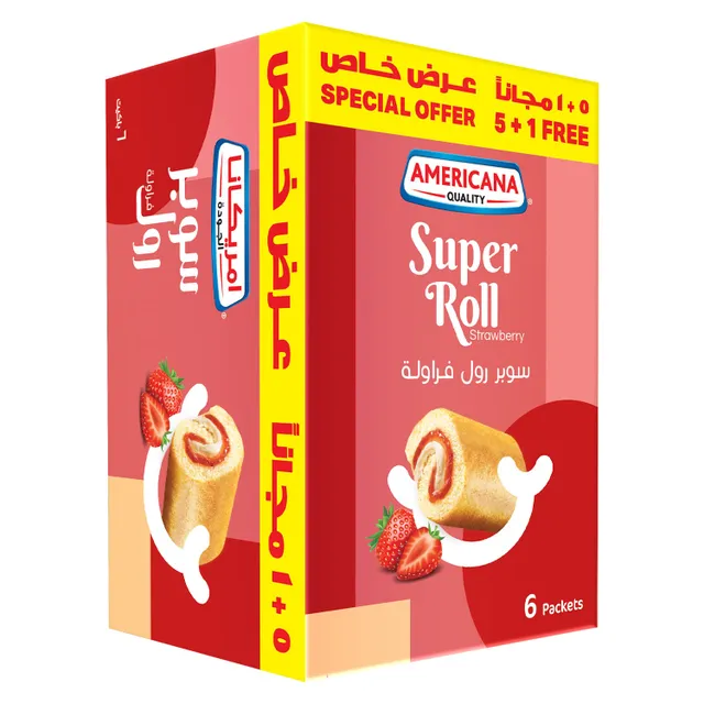 Americana Cake Super Roll Strawberry 60Gmx5Pcs+1Pcs Free