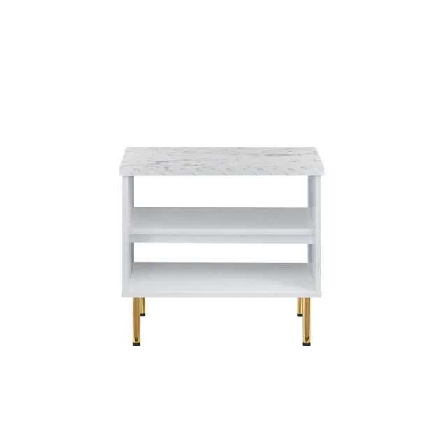 Maple Leaf Home Wooden Side Table, White, HW-5030