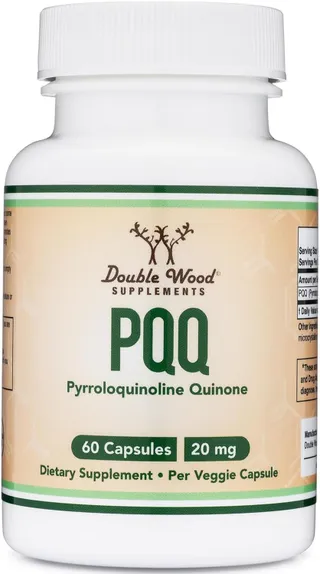 Double Wood Supplements PQQ Supplement, 20mg, 60 Capsules (Pyrroloquinoline Quinone) Promotes Mitochondria ATP Coenzyme Levels, Energy Optimizer and Sleep Quality Support