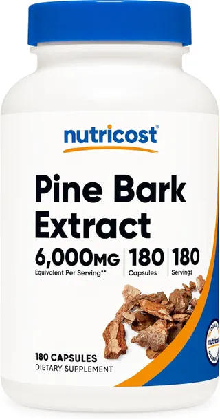 Nutricost Pine Bark Extract 6000mg, 180 Capsules, Standardized to Contain 95% Proanthocyanidins, Non-GMO, Gluten Free