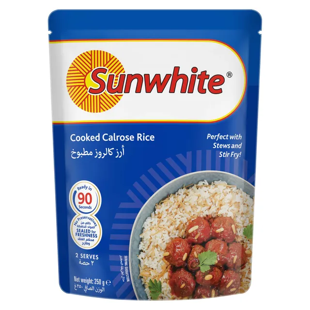 Sunwhite Sun White Cooked Calrose Rice