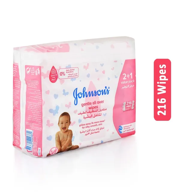 Johnson&Johnson Johnson's Gentle All Over Baby Wipes - 3 x 72 Wipes