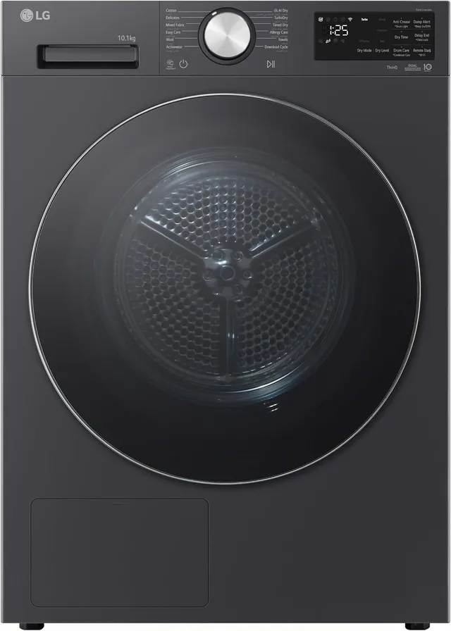 LG Heat Pump - Essence Graphite - Sensor Dryer - STS Drum - ThinqTM Wi-Fi - Auto cleaning condenser - Eco HybridTM - Reversible door - Non-stackable - 1 year warranty for unit & 10 years for motor - RH10X54V2NP Made in China