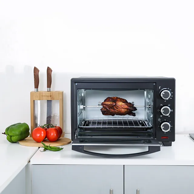 Olsenmark Electric Oven- OMO2277 With Rotisserie Function Perfect for Grilling, Toasting and Roasting 6 Stages Heating & Temperature 100-250-Degrees Celsius 60 Minute Timer with Bel