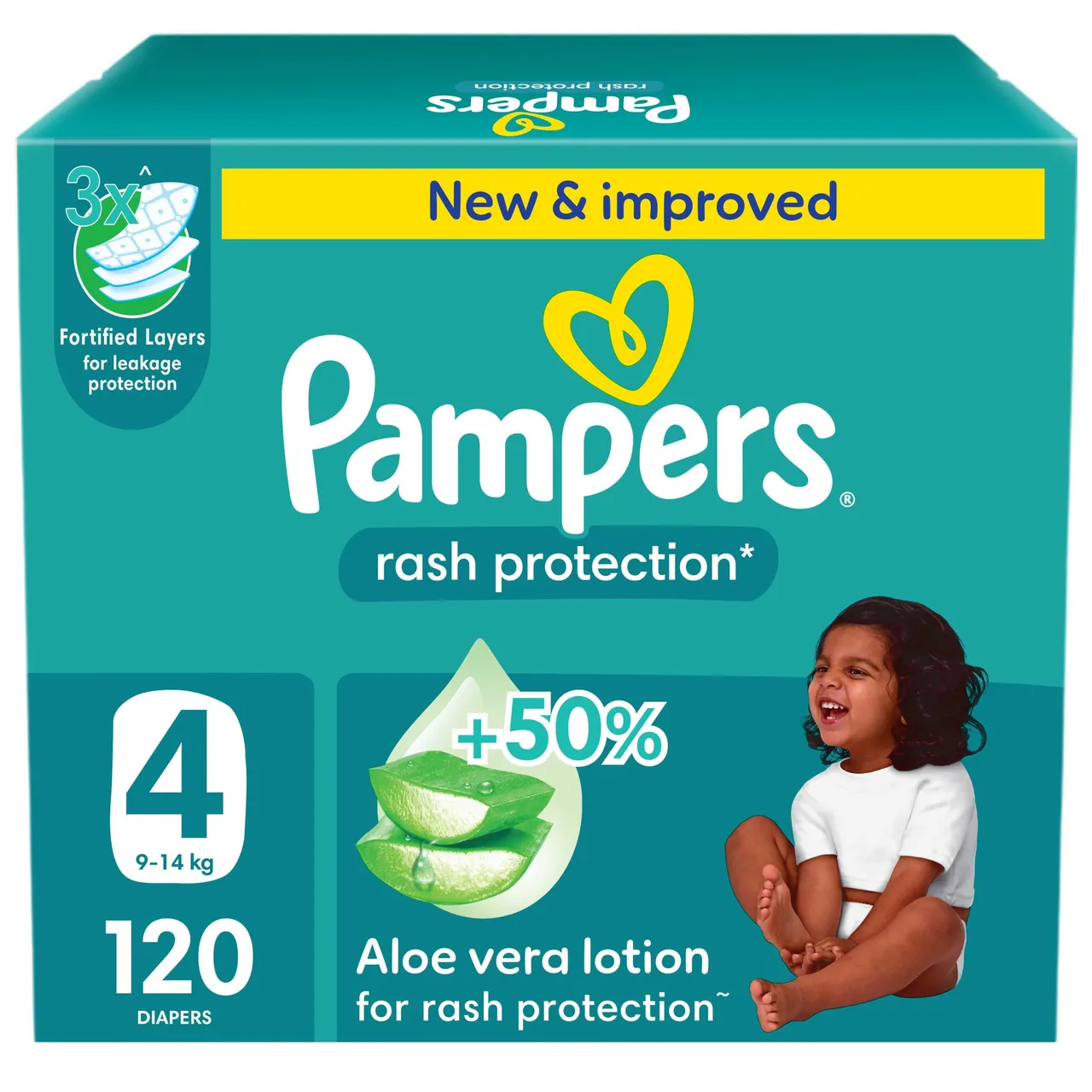 Pampers Rach لوشن حماية بالألوفيرا مقاس 4 (9-) - 120 pcs