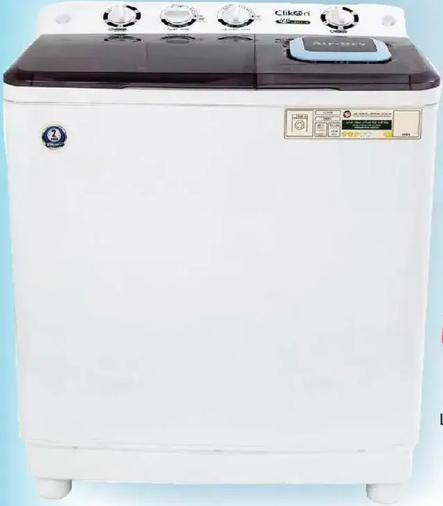Clikon Twin Tub Semi Automatic Washing Machine 600W, Air Drying Function, 3 Modes: Normal, Standard, Drain, CK614