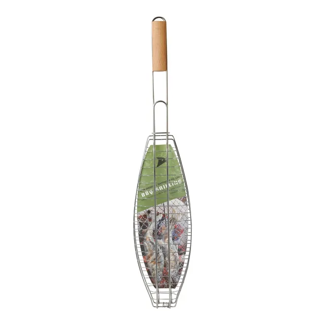 New Zhengda Zhengda BBQ Fish Grill with Wooden Handle - 1 Pcs