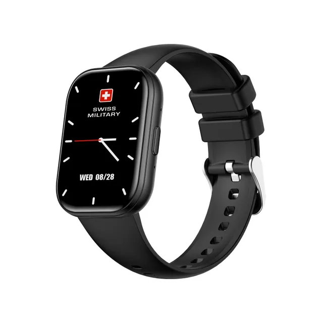 Swiss Military Rhine 3 Smart Band Calling, 1.45 Inch IPS Display, Bluetooth Calling, Health & Fitness Tracking, IP67 Water Resistant, Black