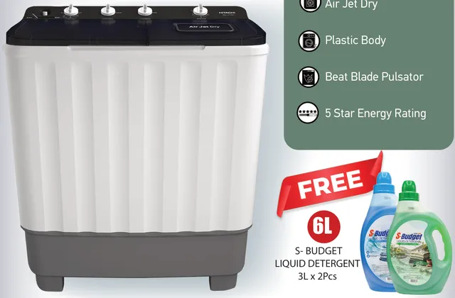 Hitachi Twin Tub Semi Automatic Washing Machine LTT16JWTMRG
