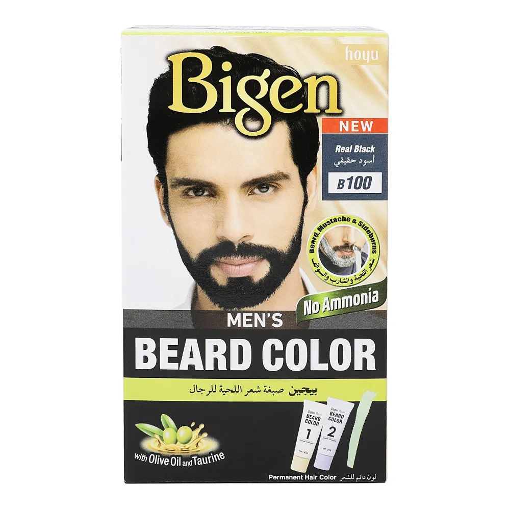 Bigen طقم صبغة لحية للرجال بدون أمونيا بني أسود B100 - 3 قطع