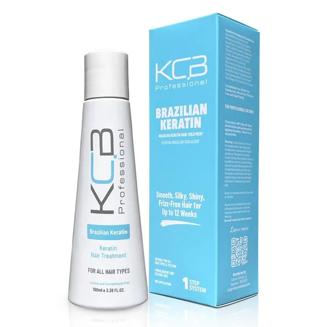 Kcb Professional Brazilian Keratin, 1 Step Keratin Treatment Kit at Home. Keratina para Alisar el Pelo. Straightening and Frizz Control, All Hair Types, Formaldehyde Free, 3.38Floz