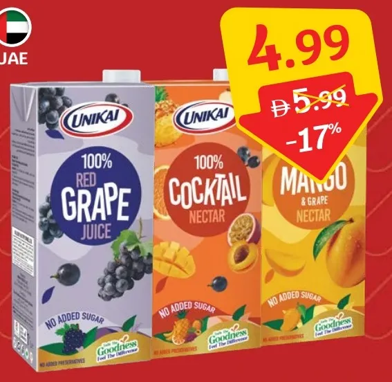 Unikai 100% Juice No Added Sugar Assorted