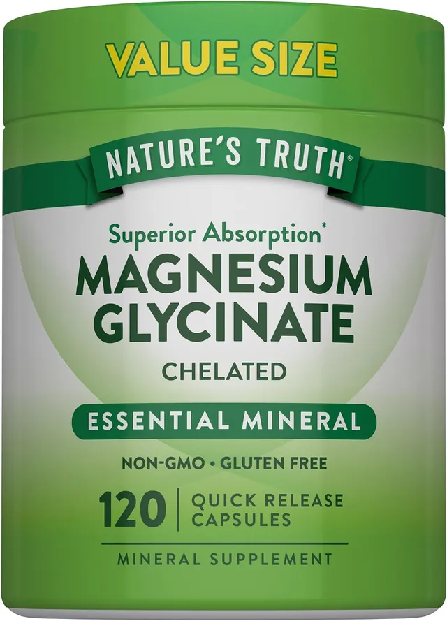 Nature'S Truth Magnesium Glycinate 200mg, 120 Capsules, High Absorption Chelated Magnesium, Non-Gmo & Gluten Free Mineral Supplement, High Absorption Chelated Magnesium