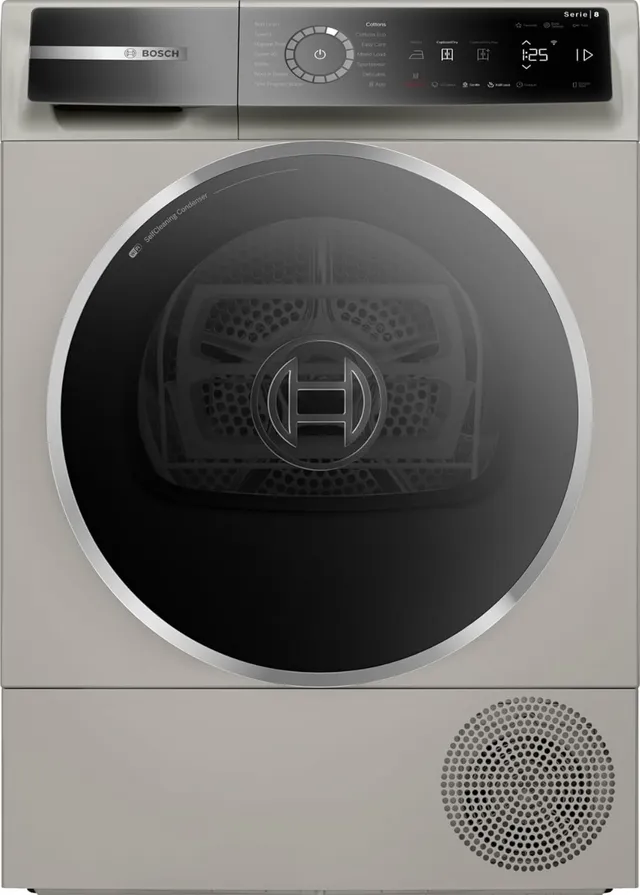 Bosch Series 8 Free-Standing Heat Pump Dryer, EcoSilence Drive, Touch Dial, Silver inox, WQB245BXGC