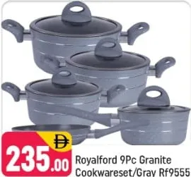 Royalford طقم أواني طهي جرانيت رمادي Rf9555