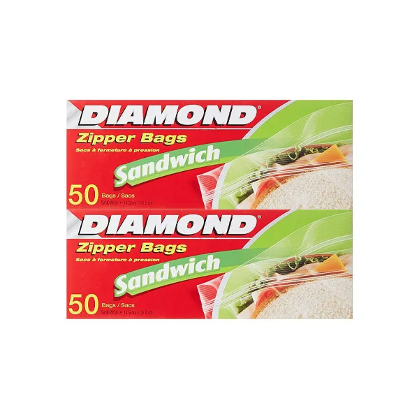Diamond أكياس ساندويتش بسحاب فائقة القوة - 2 x 50 Pcs