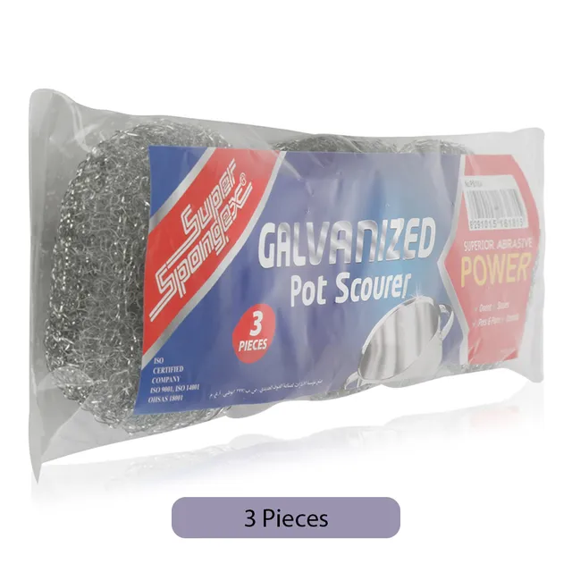 Super Spongex Galvanised Pot Scourer - 3 Pieces