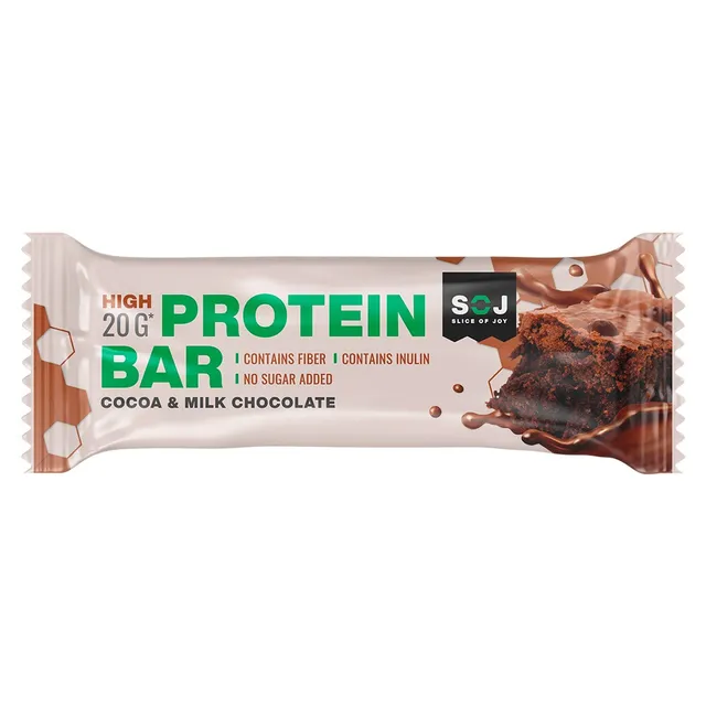 Soj PROTEIN BAR no sugar added cocoa protein bar coated in milk chocolate