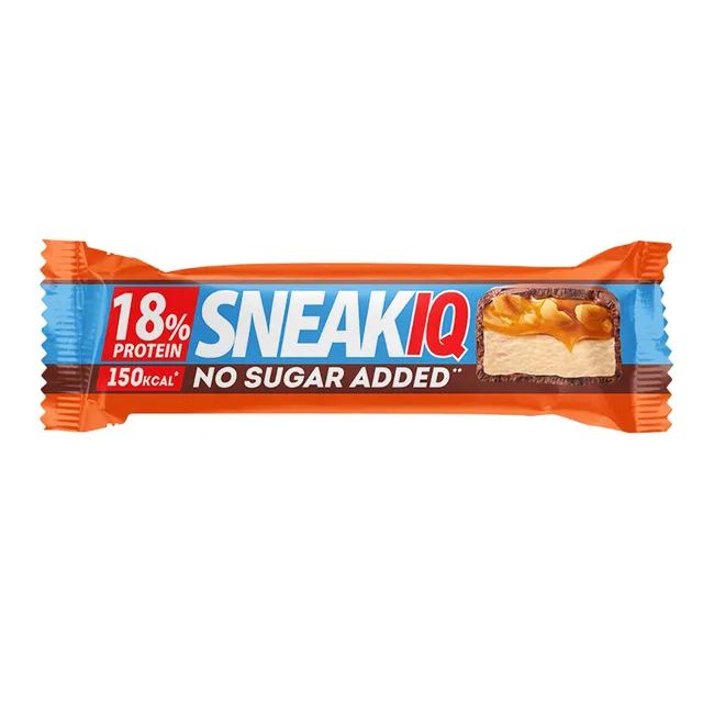 Glazed protein bar FizIQ SNEAKIQ with salted caramel and peanuts, no sugar added