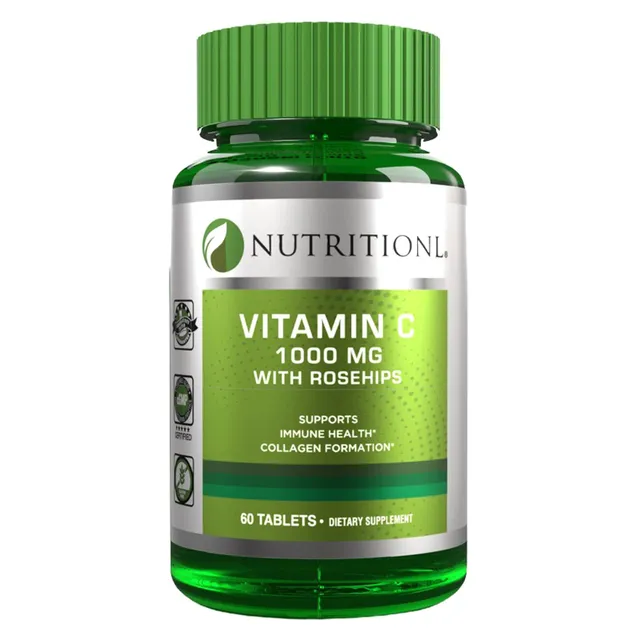 Nutritionl Vitamin C 1000mg with Rose Hips Dietary Supplement, 60 Tablets