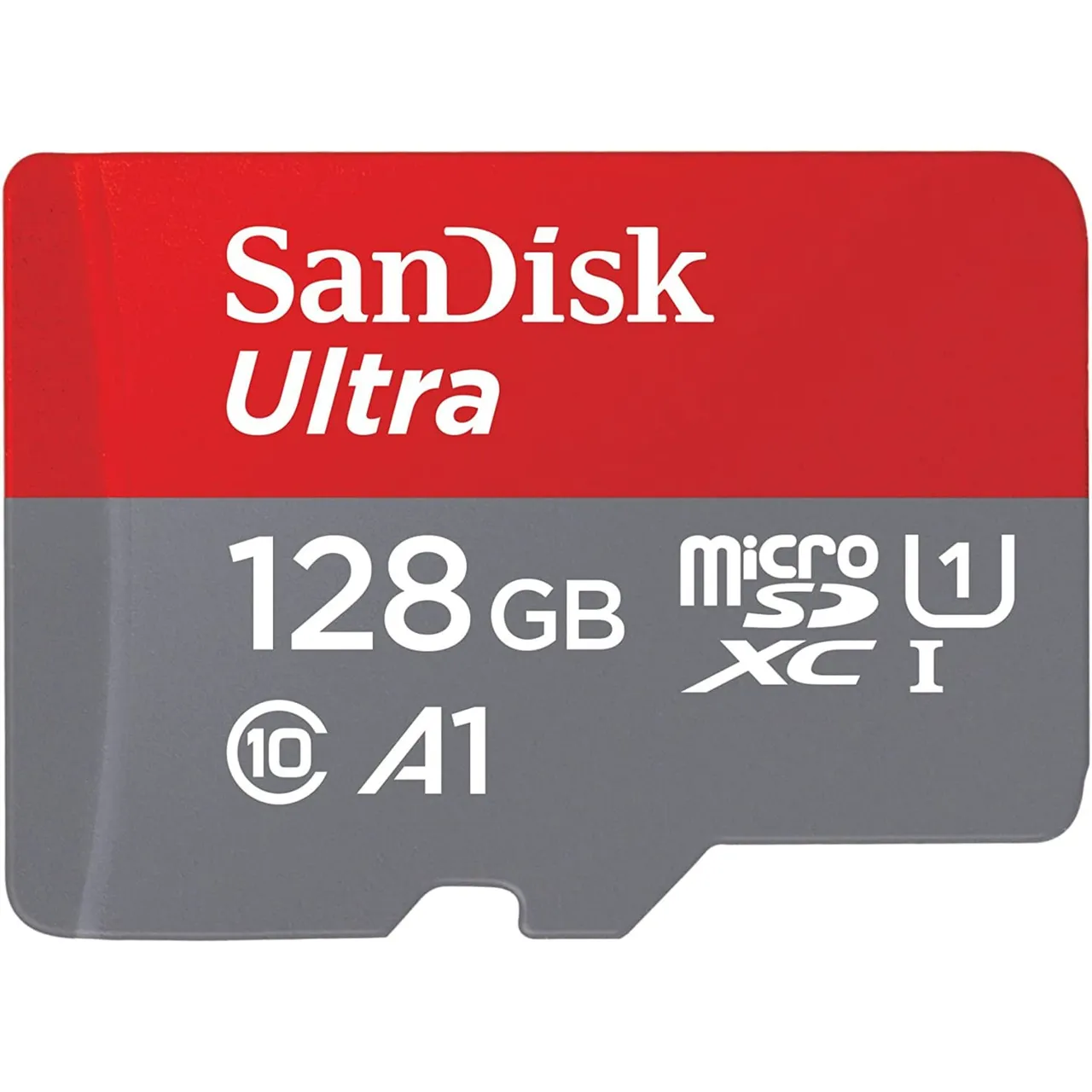 Sandisk بطاقة Ultra UHS I MicroSD، 128 GB، 140MB/s، رمادي/أحمر، SDSQUAB- -GN6MN