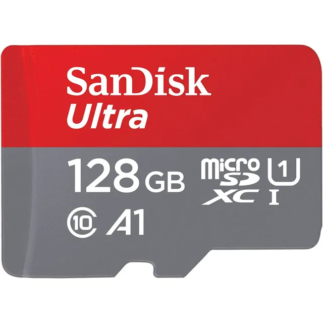Sandisk Ultra UHS I MicroSD Card, 128 GB, 140MB/S, Gray/Red, SDSQUAB- -GN6MN