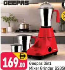 Geepas 3in1 Mixer Grinder GSB5081, 750W