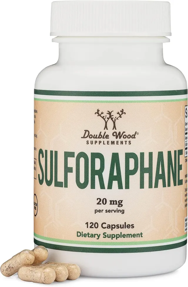 Double Wood Supplements Sulforaphane - 20mg Of activated And Stabilized Sulforaphane Per Serving (120 Capsules) Potent BRoccoli Extract For Healthy Aging