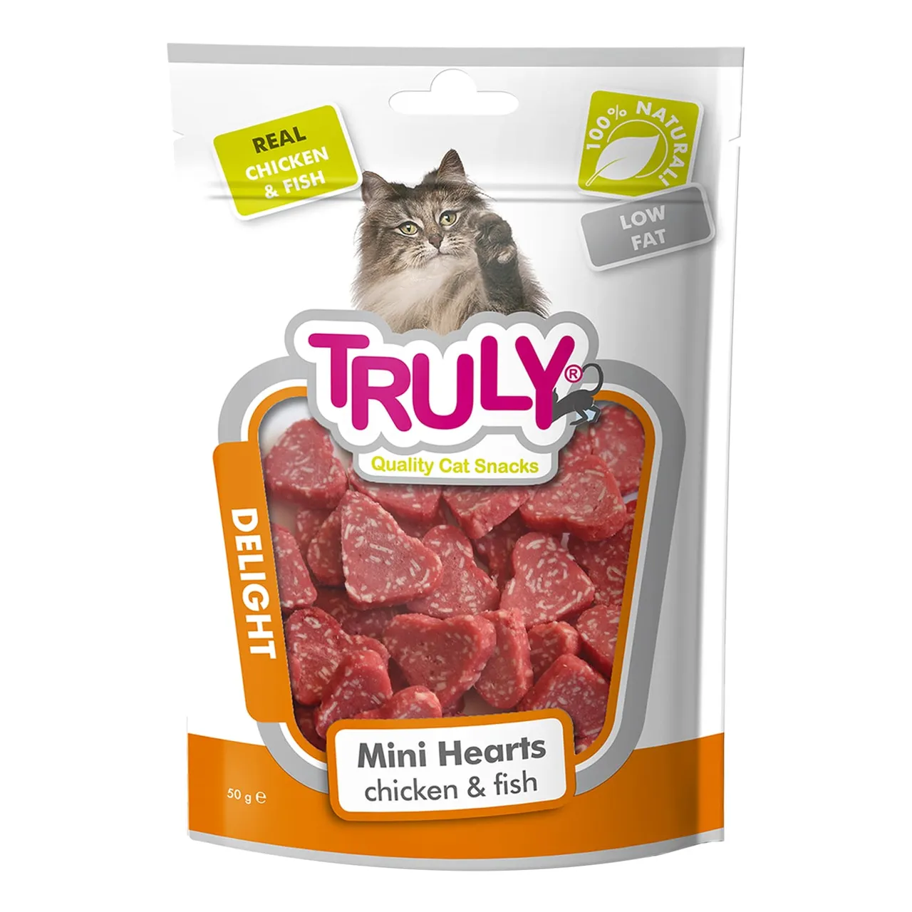 Truly وجبات خفيفة للقطط بالدجاج والسمك Mini Hearts