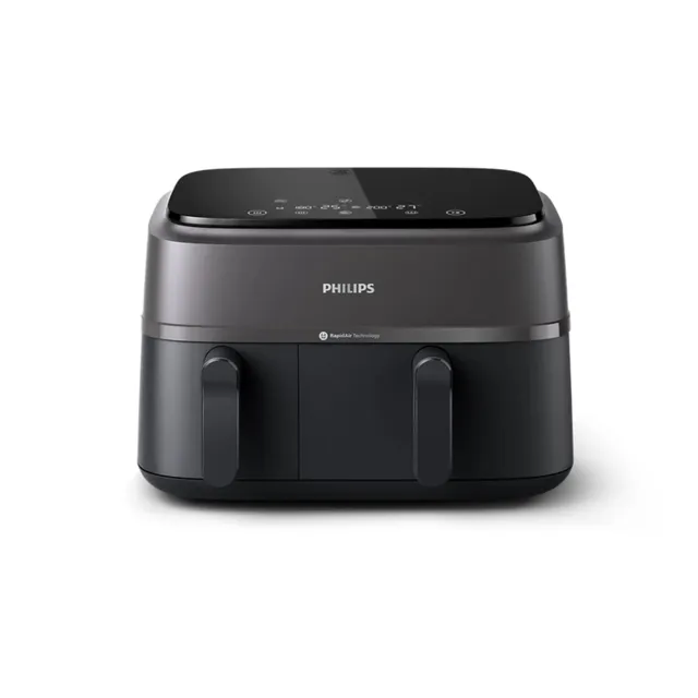 Philips 3000 Series Dual Basket Air Fryer, 2750W, Black/Charcoal Gray, NA350/00