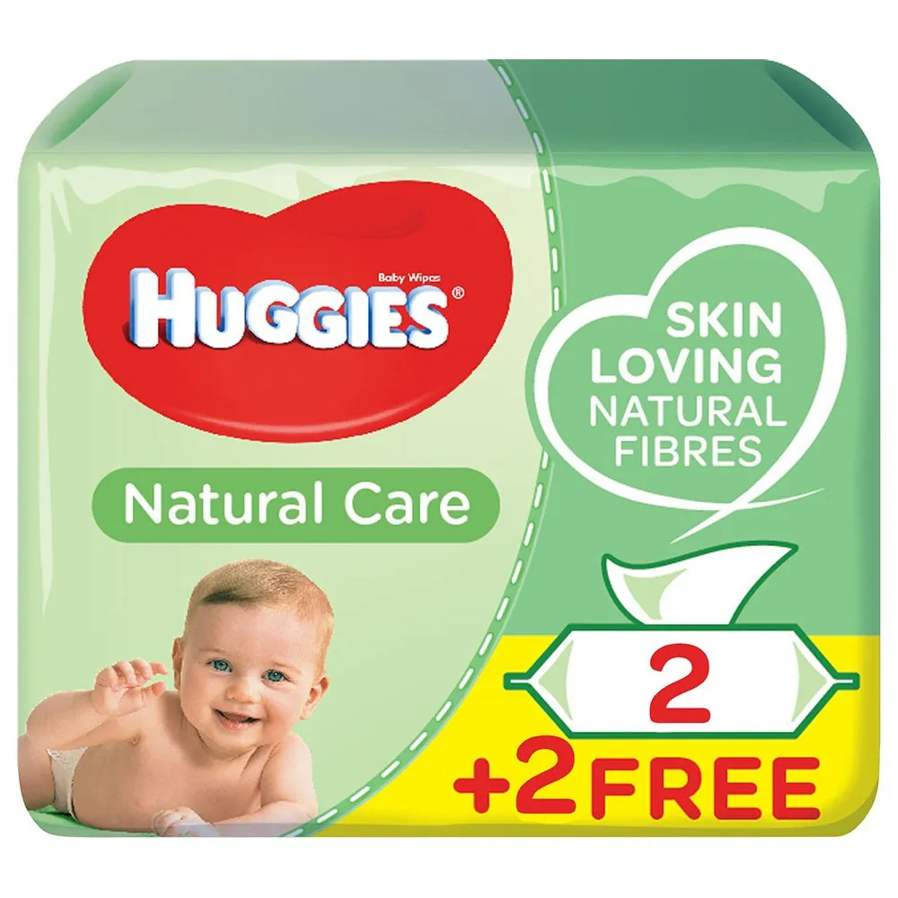 Huggies مناديل أطفال عناية طبيعية بالصبار - 2+2x56 Pcs