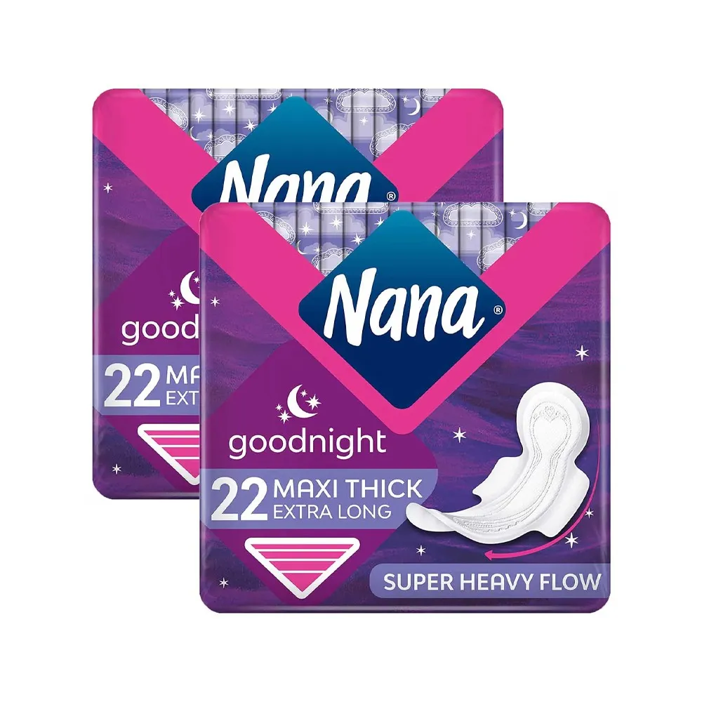 Nana فوط ماكسي ليلية بالأجنحة 2 x 22's