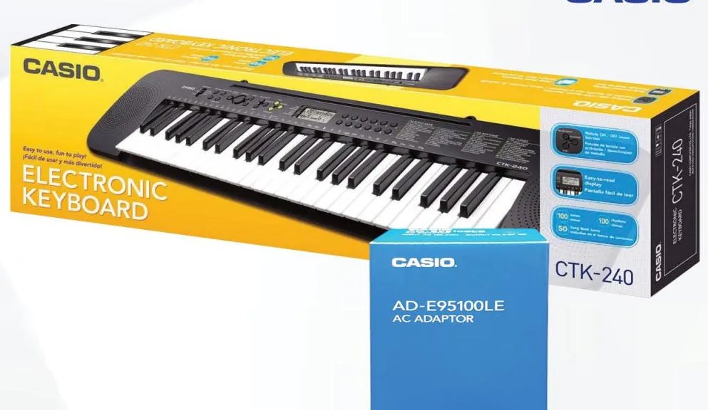 Casio لوحة مفاتيح + محول Ctk240 + Ade95100