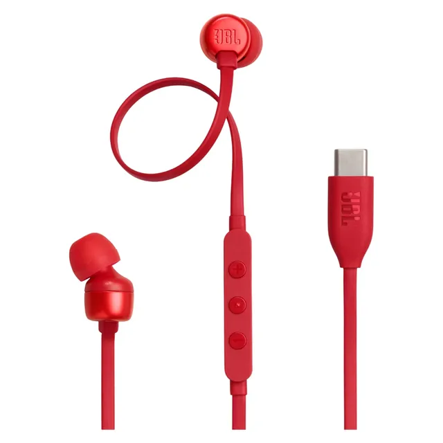 JBL Tune 310C Wired In-Ear Earphones With USB-C Cable And Microphone Red