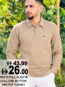 Men's Full-Sleeve Collar Button Winter T-Shirt