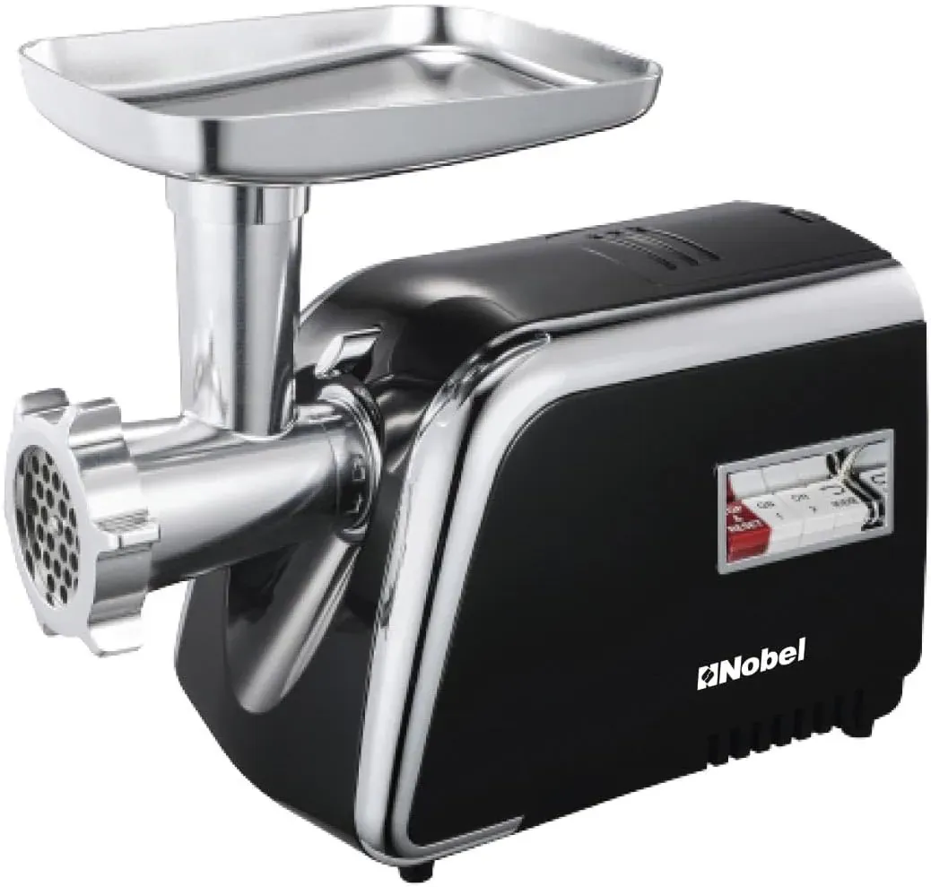 nobel Meat Grinder Full Metal Gear 2 Speed + Reverse Function Copper Motor With Accesories 1800W NMG2500 Black 1 Year Warranty