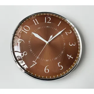 Maple Leaf Home ساعة حائط زجاجية مقببة، 30 cm، بني، BPR1311B