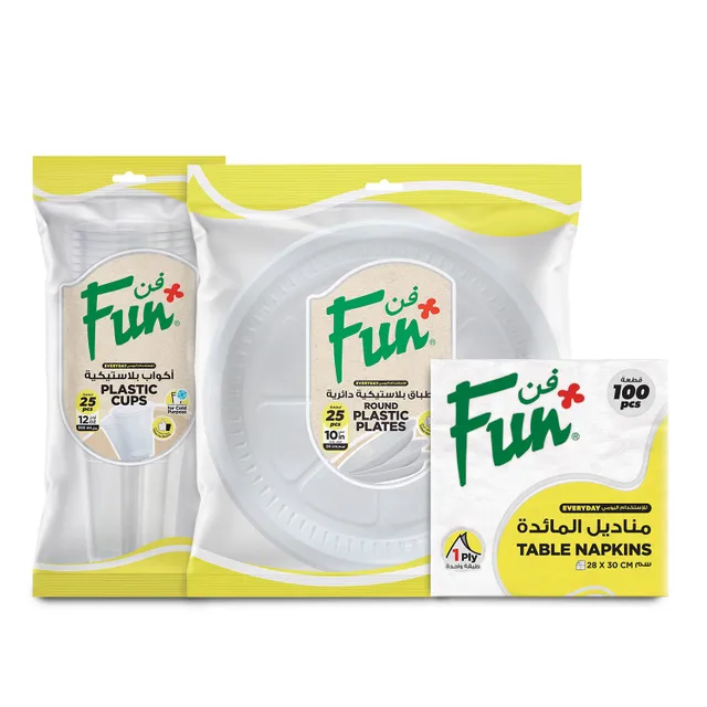 Fun Plate + Cup + Napkin + Cutlery Set