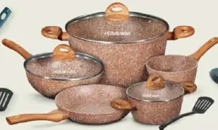 Homeway طقم إناء الطهي مغطي بالرخام