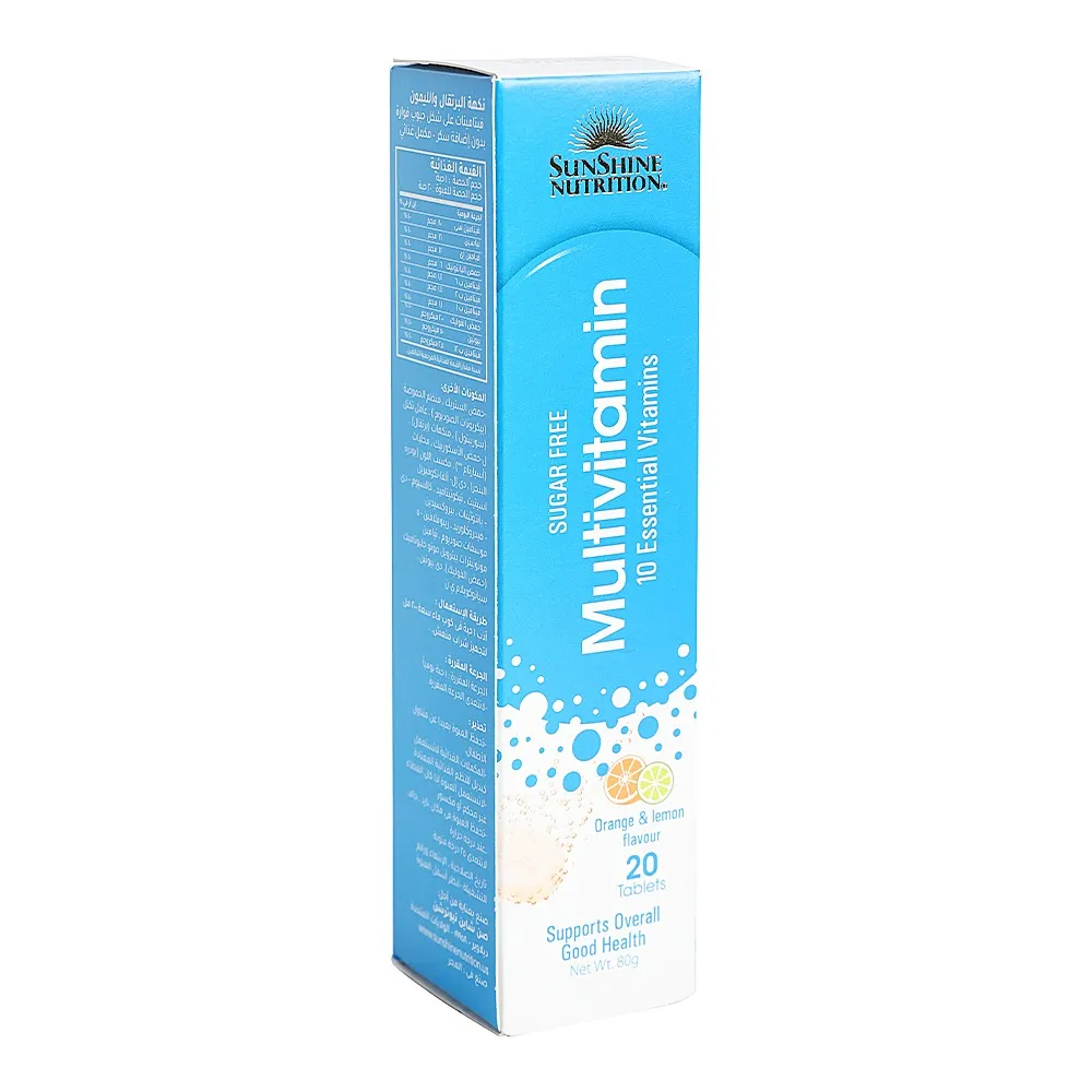 Sunshine Nutrition أقراص فوارة متعددة الفيتامينات بالبرتقال والليمون - 20 قرصاً