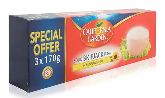 California Garden تونة سكيب جاك صلبة معلبة في زيت دوار الشمس عبوة متعددة