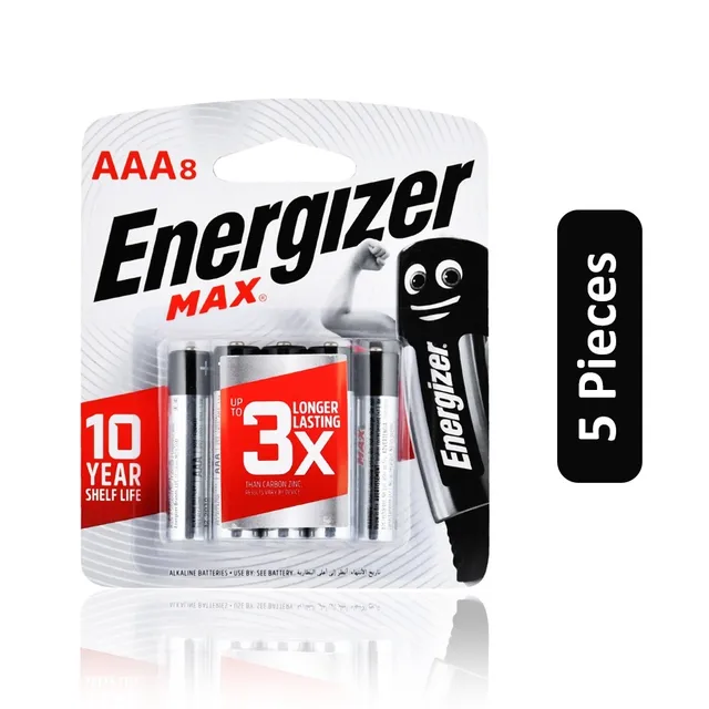 Energizer Max AAA8 3X Long Lasting Battery - 5 Pieces