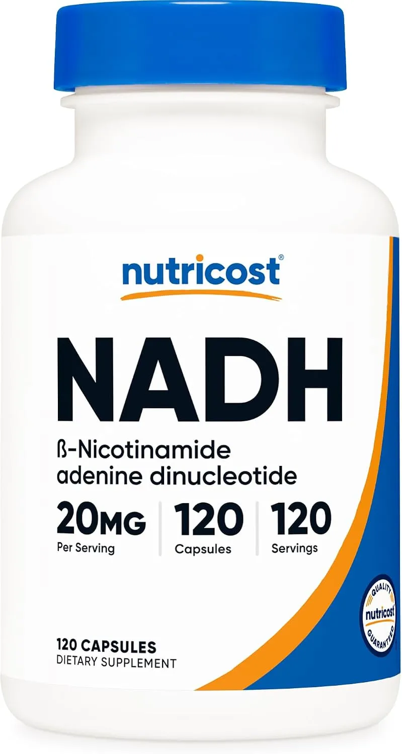 Nutricost مكمل NADH (20mg) عدد 120 كبسولة، أدينين دينوكليوتيد ب-نيكوتيناميد، نباتي وخال من الغلوتين