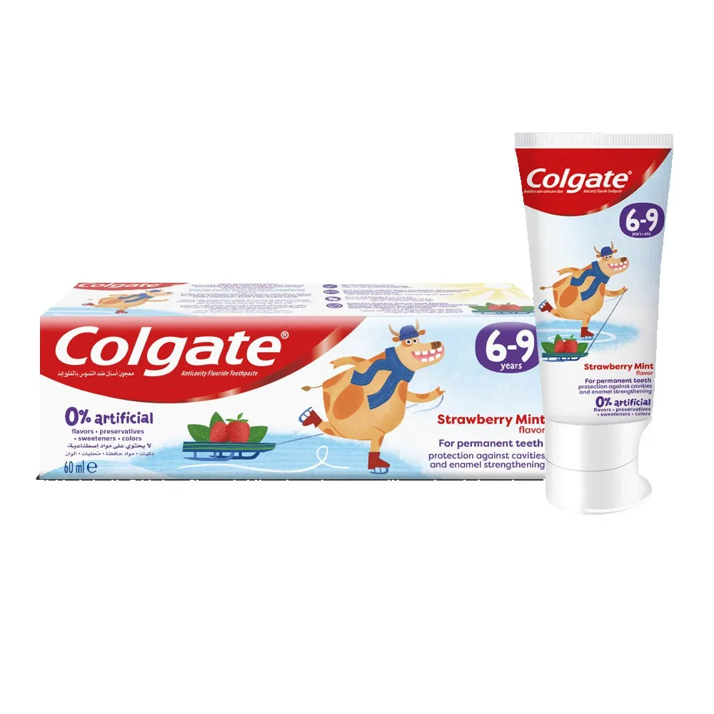 Colgate معجون أسنان للأطفال 6-9 سنوات بنكهة الفراولة والنعناع الطبيعية